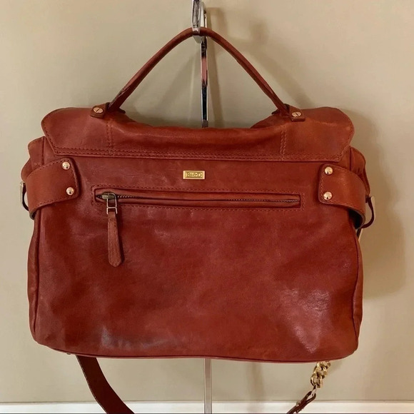 Be & D Maggie Sienna Leather Satchel Crossbody Handbag - Picture 3 of 12